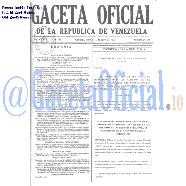 Gaceta Oficial 36183 del 11 Abril 1997