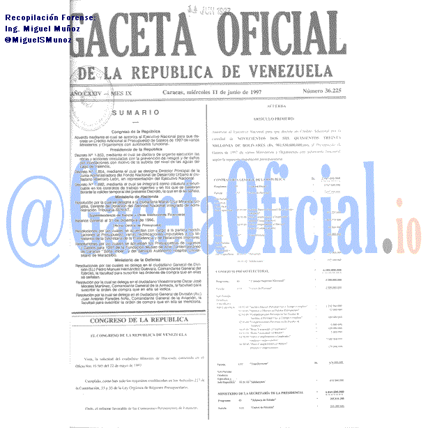 Gaceta Oficial 36225 del 11 Junio 1997