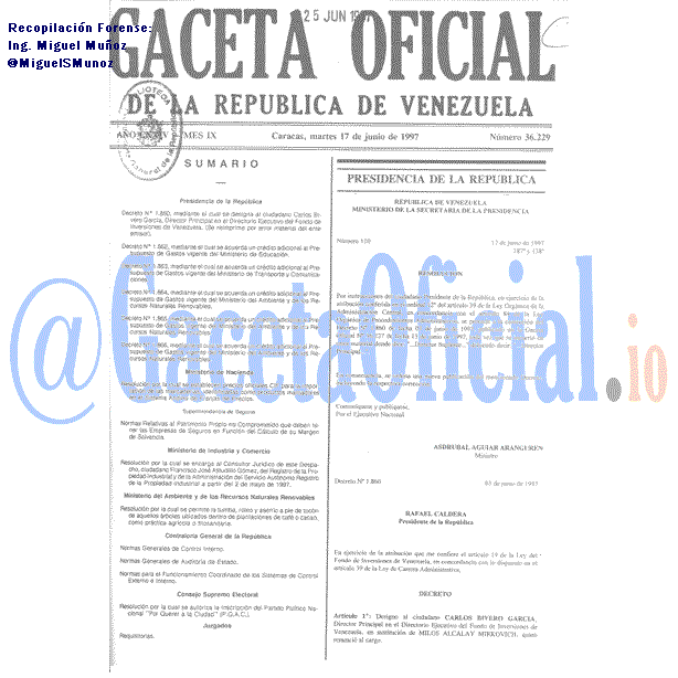 Gaceta Oficial 36229 del 17 Junio 1997