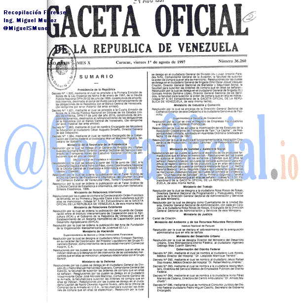 Gaceta Oficial 36260 del 1 Agosto 1997