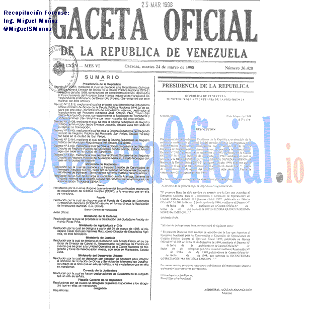 Gaceta Oficial 36420 del 24 Marzo 1998