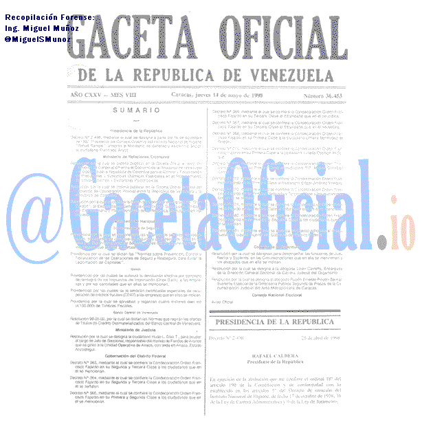 Gaceta Oficial 36453 del 14 Mayo 1998