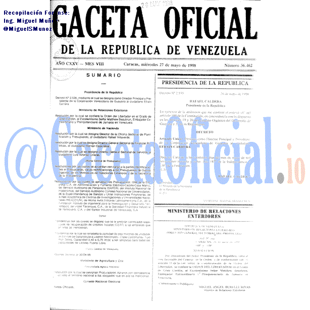Gaceta Oficial 36462 del 27 Mayo 1998