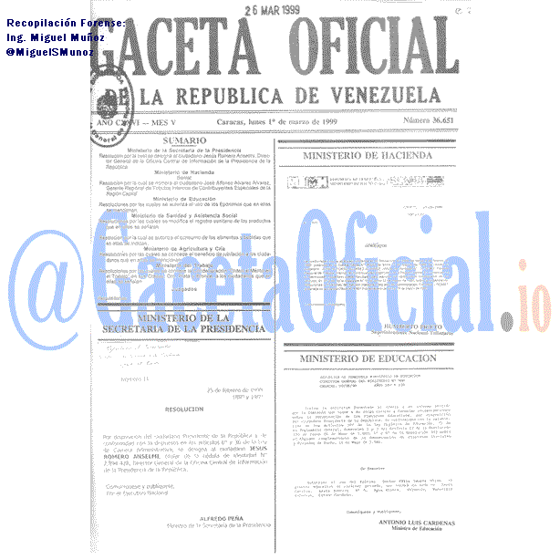 Gaceta Oficial 36651 del 1 Marzo 1999