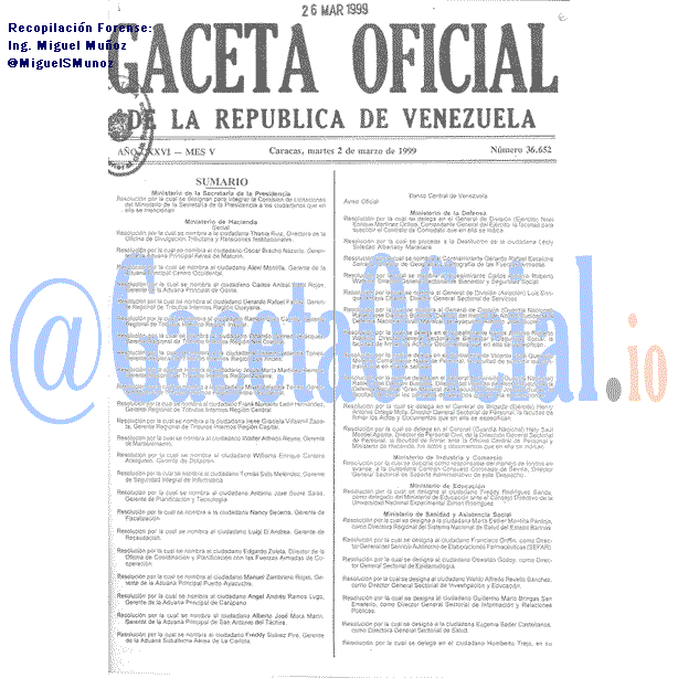 Gaceta Oficial 36652 del 2 Marzo 1999