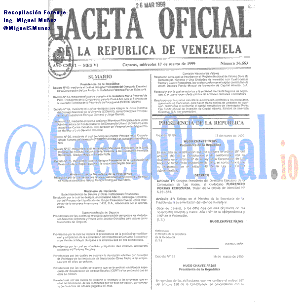 Gaceta Oficial 36663 del 17 Marzo 1999