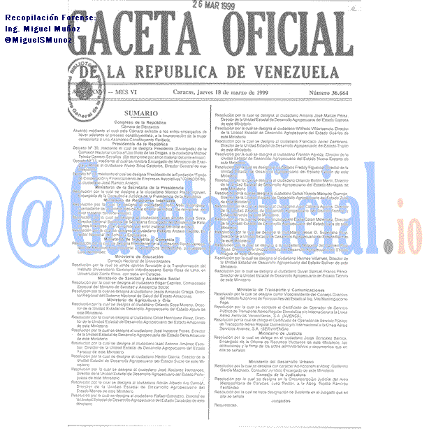 Gaceta Oficial 36664 del 18 Marzo 1999