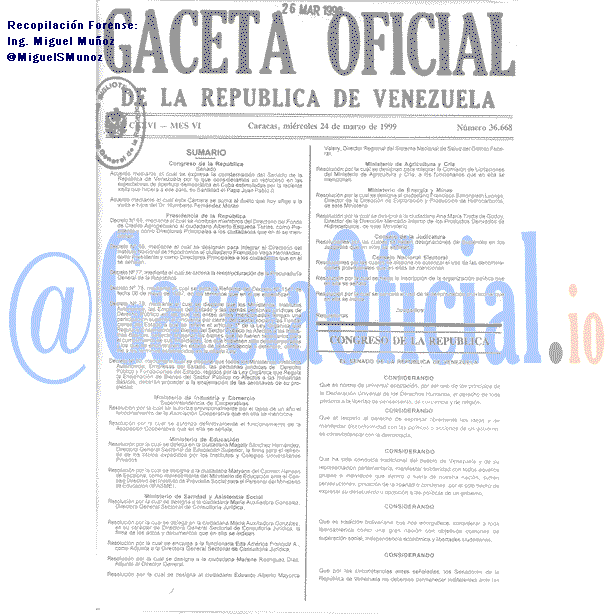 Gaceta Oficial 36668 del 24 Marzo 1999