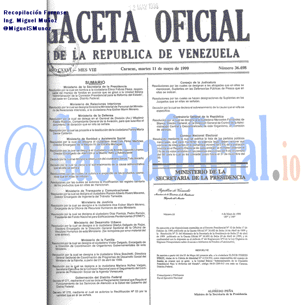 Gaceta Oficial 36698 del 11 Mayo 1999