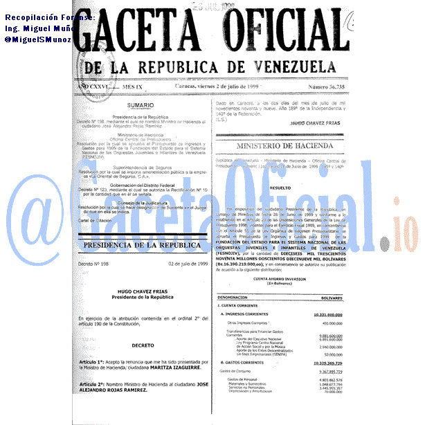 Gaceta Oficial 36735 del 2 Julio 1999