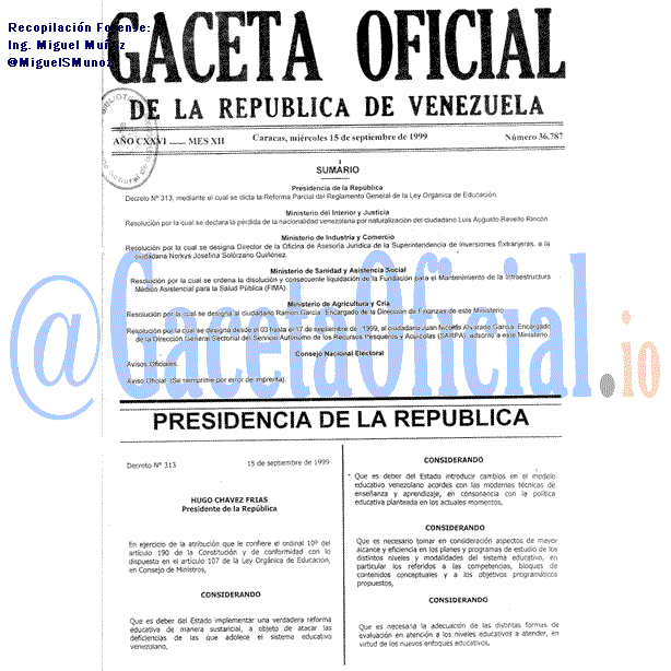 Gaceta Oficial 36787 del 15 Septiembre 1999