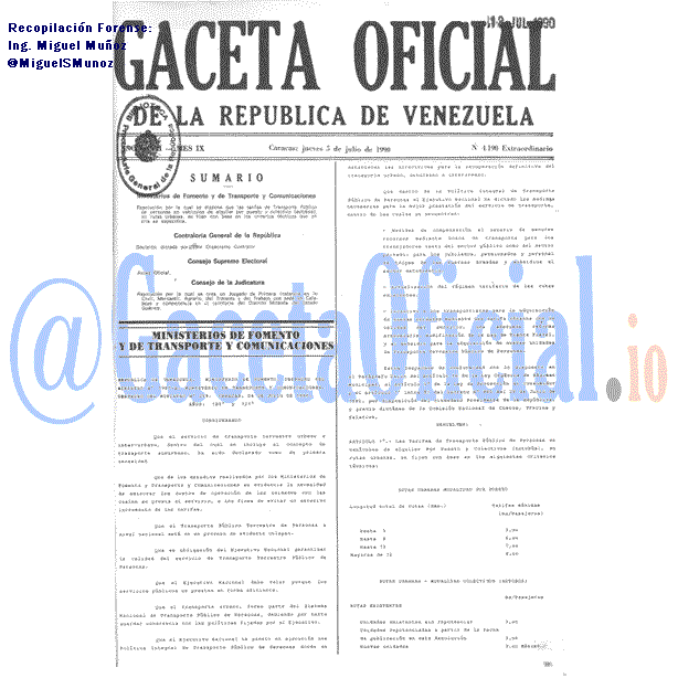 Gaceta Oficial 4190 del 5 Julio 1990