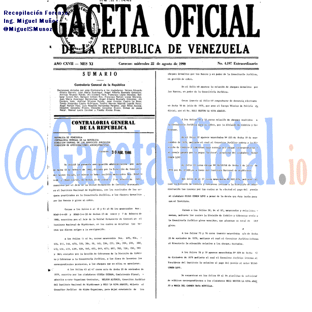 Gaceta Oficial 4197 del 22 Agosto 1990