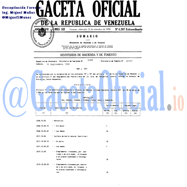 Gaceta Oficial 4207 del 12 Septiembre 1990