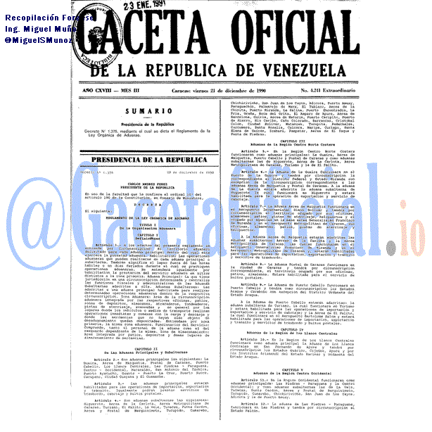 Gaceta Oficial 4241 del 21 Diciembre 1990