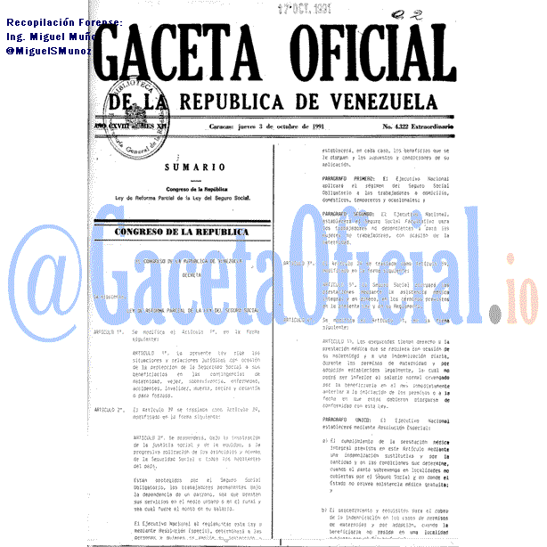 Gaceta Oficial 4322 del 3 Octubre 1991