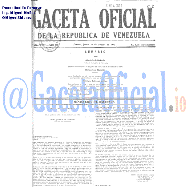 Gaceta Oficial 4327 del 10 Octubre 1991
