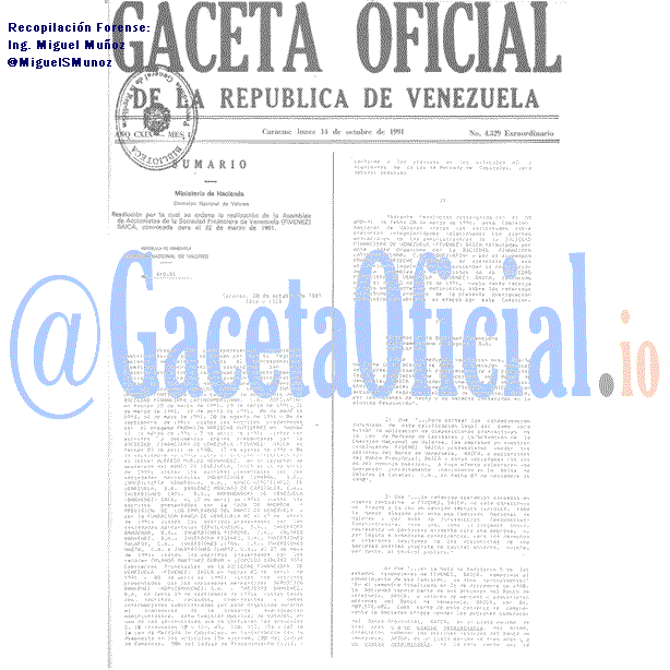 Gaceta Oficial 4329 del 14 Octubre 1991
