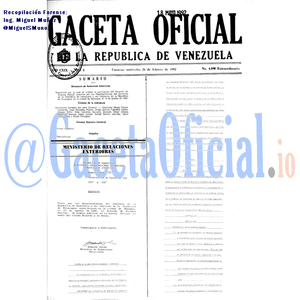 Gaceta Oficial 4390 del 26 Febrero 1992