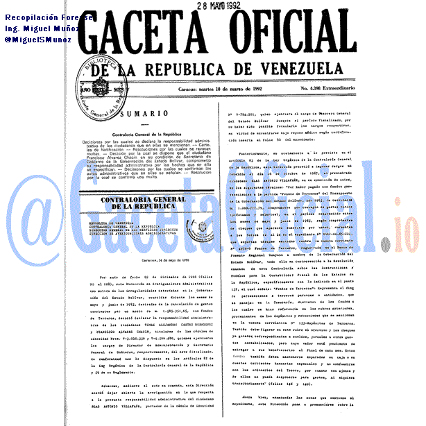 Gaceta Oficial 4398 del 10 Marzo 1992