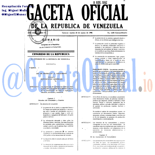 Gaceta Oficial 4403 del 24 Marzo 1992