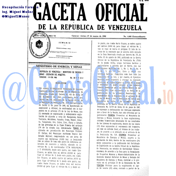 Gaceta Oficial 4405 del 27 Marzo 1992