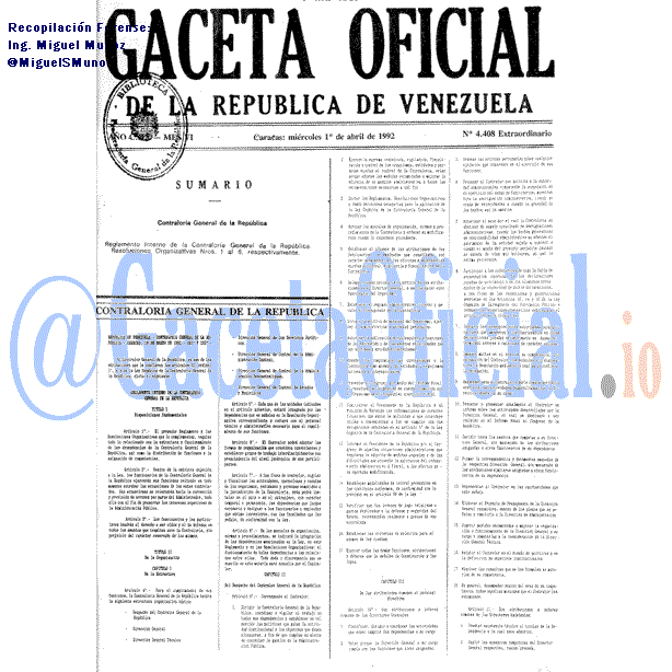 Gaceta Oficial 4408 del 1 Abril 1992