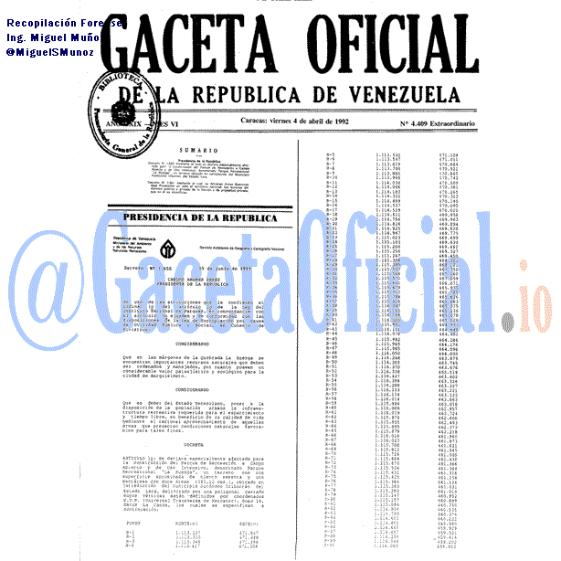 Gaceta Oficial 4409 del 4 Abril 1992