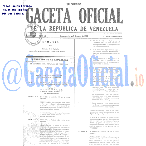Gaceta Oficial 4422 del 7 Mayo 1992