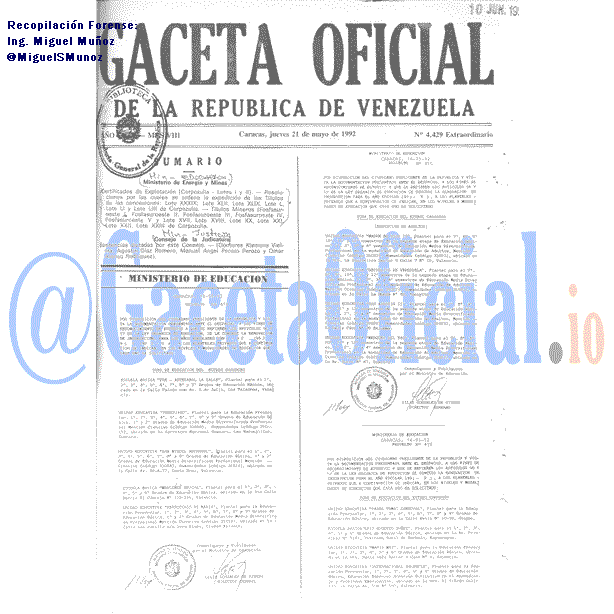 Gaceta Oficial 4429 del 21 Mayo 1992
