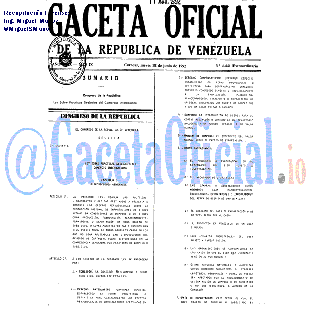 Gaceta Oficial 4441 del 18 Junio 1992
