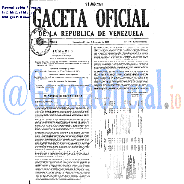 Gaceta Oficial 4451 del 5 Agosto 1992