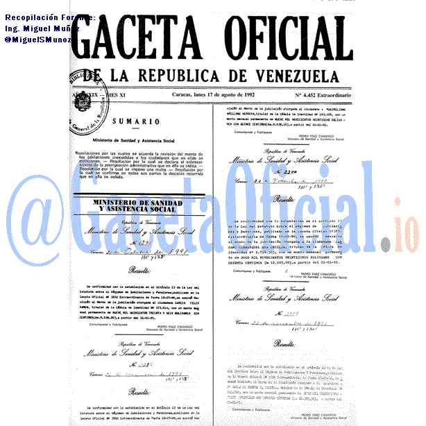 Gaceta Oficial 4452 del 17 Agosto 1992
