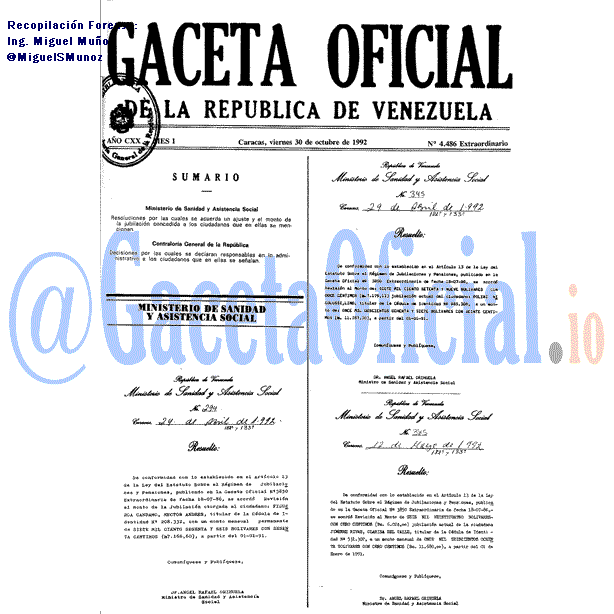 Gaceta Oficial 4486 del 30 Octubre 1992
