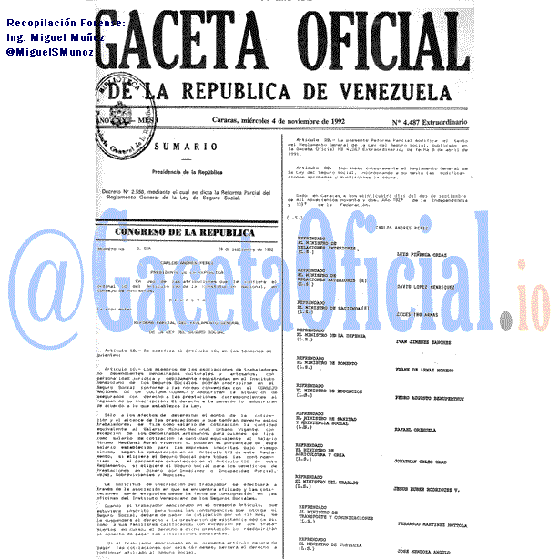 Gaceta Oficial 4487 del 4 Noviembre 1992