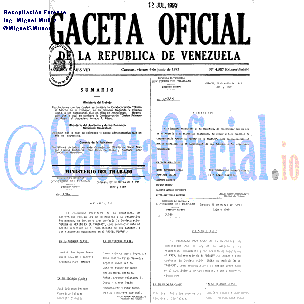 Gaceta Oficial 4587 del 4 Junio 1993