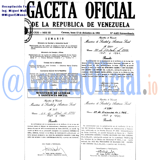 Gaceta Oficial 4652 del 13 Diciembre 1993