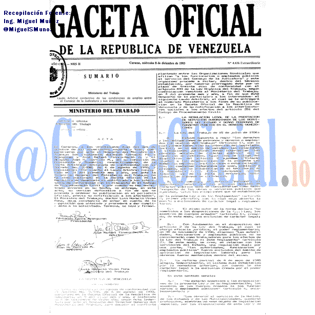 Gaceta Oficial 4656 del 8 Diciembre 1993