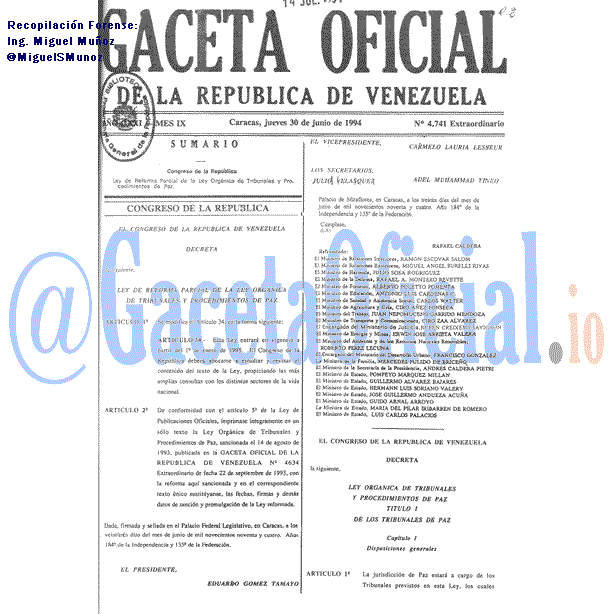 Gaceta Oficial 4741 del 30 Junio 1994