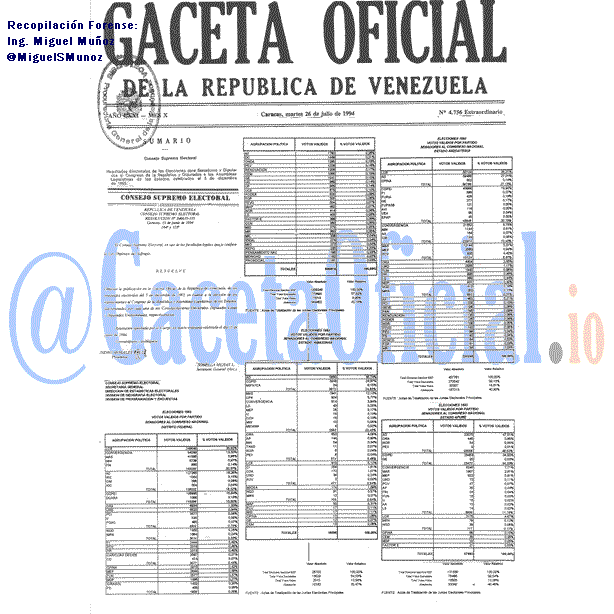 Gaceta Oficial 4756 del 26 Julio 1994