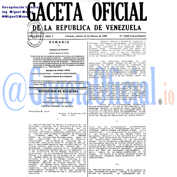 Gaceta Oficial 4858 del 21 Febrero 1995