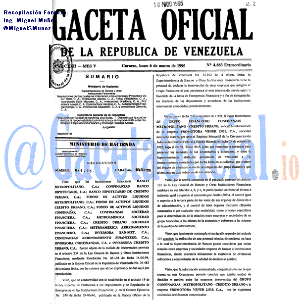 Gaceta Oficial 4863 del 6 Marzo 1995