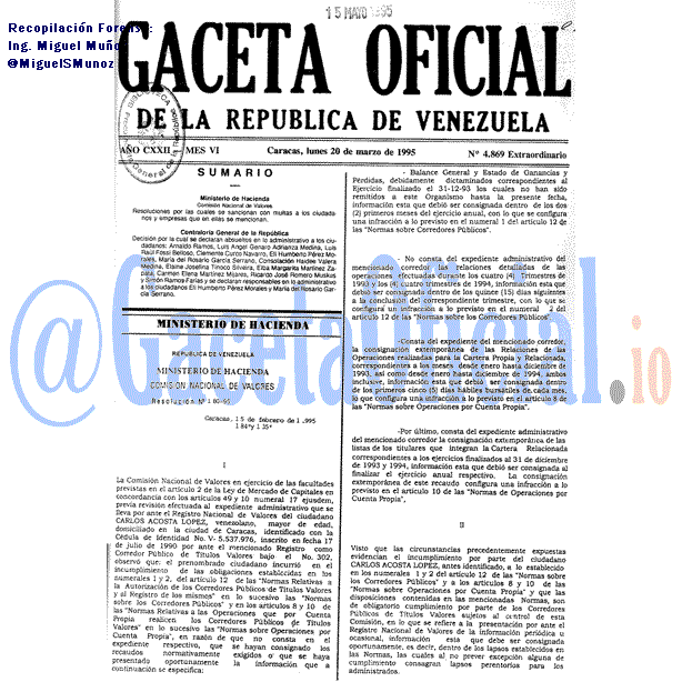 Gaceta Oficial 4869 del 20 Marzo 1995