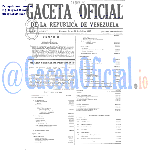 Gaceta Oficial 4889 del 21 Abril 1995
