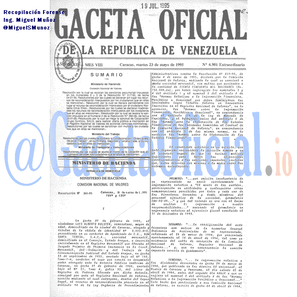 Gaceta Oficial 4901 del 23 Mayo 1995