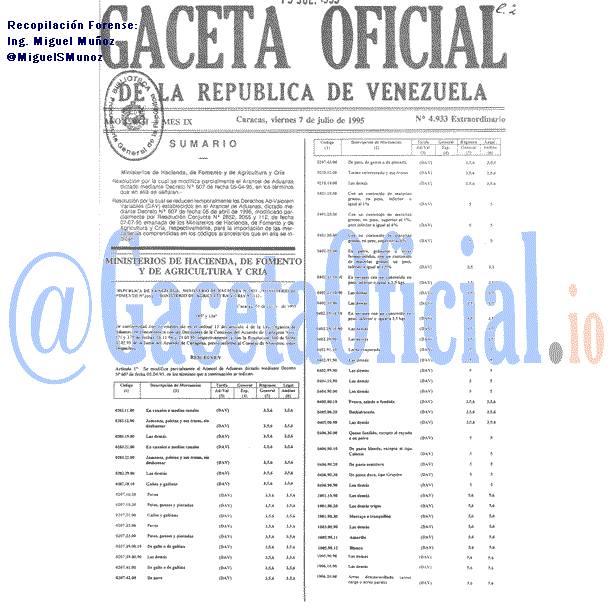 Gaceta Oficial 4933 del 7 Julio 1995