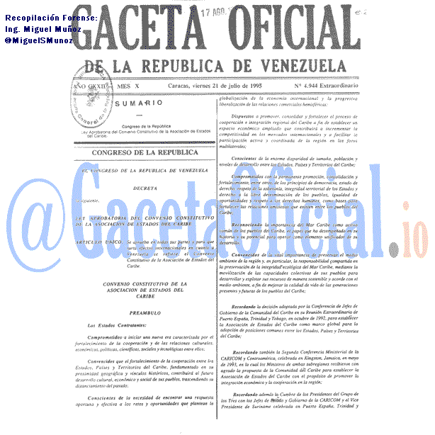 Gaceta Oficial 4944 del 21 Julio 1995