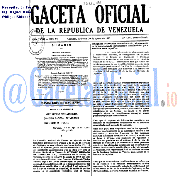 Gaceta Oficial 4961 del 30 Agosto 1995