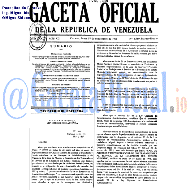 Gaceta Oficial 4969 del 18 Septiembre 1995