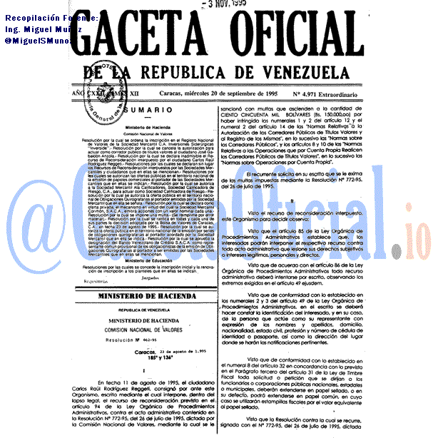 Gaceta Oficial 4971 del 20 Septiembre 1995